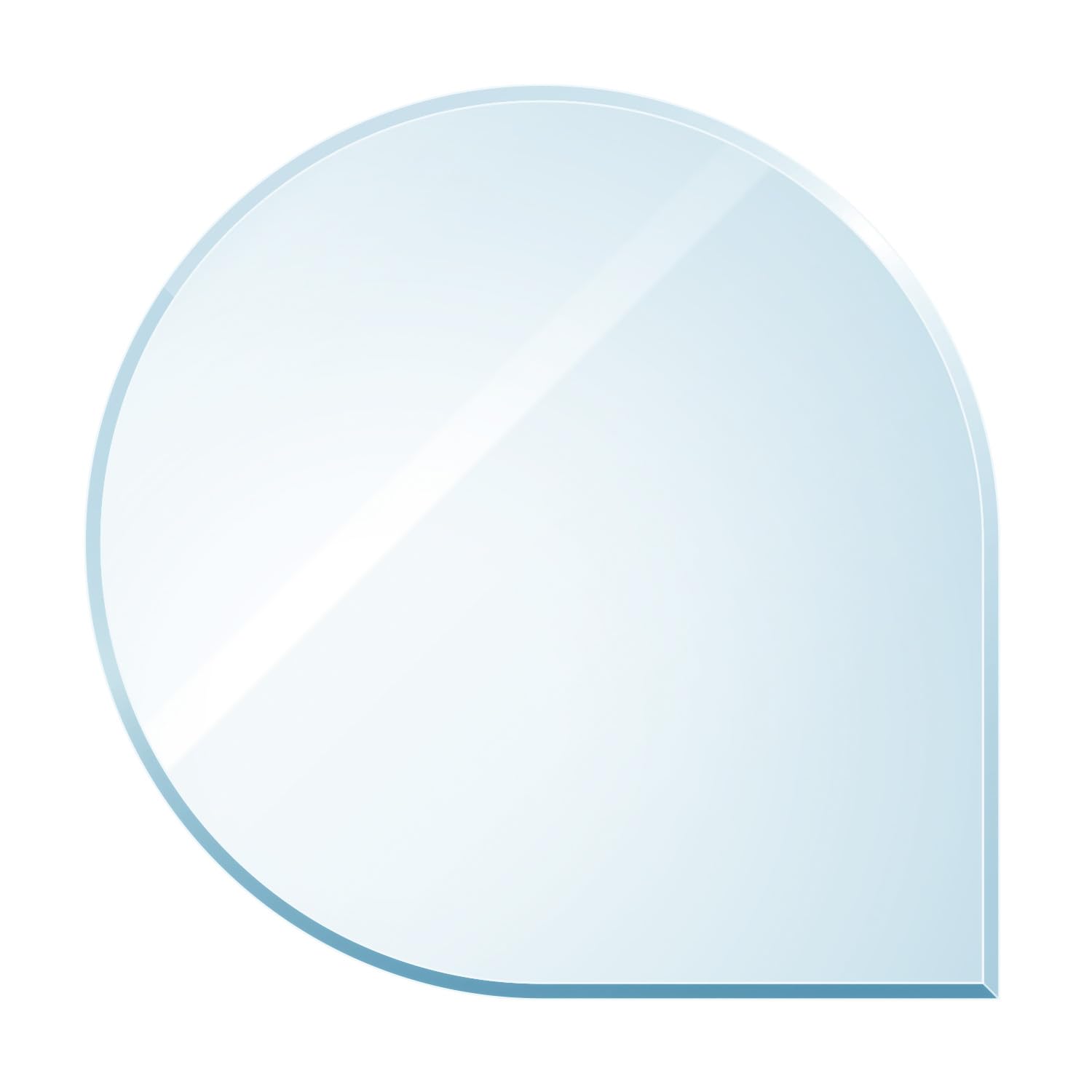 raik Kamin Glasplatte Tropfen 125 x 125 cm ESG Sicherheitsglas transparent inkl. Facette Funkenschutz Bodenplatte für Kaminofen Holzofen Feuerstelle 1250 x 1250 mm