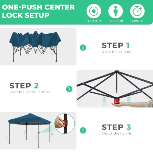 Image of JEAREY 10x10 Pop Up Canopy Tent, Easy Up Outdoor Market Canopy, Lake Blue