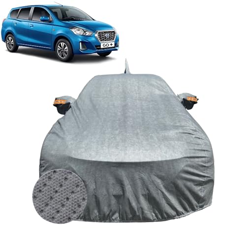 Image of Car Cover for Datsun Go Plus (2015-2022) | 100% Waterproof Cover with Antenna & Reflective Mirror Pockets | Dustproof, Scratchproof, Heatproof Datsun Go+ Car Cover |Soft Cotton Lining| Grey