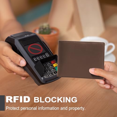 GoodtoU Mens Wallet Bifold Wallets for Men - Leather Wallet RFID Blocking Minimalist Wallet with 13 Credit Cards 1 ID Window (Coffee)4