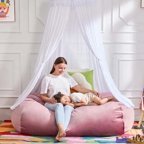 Image of Hobestluk 4FT Bean Bag Chair Large Beanbag with Removable Cover Adult Bean Bag Chair with Portable Handle Desgin for Living Room Bedroom (Pink, 4FT)