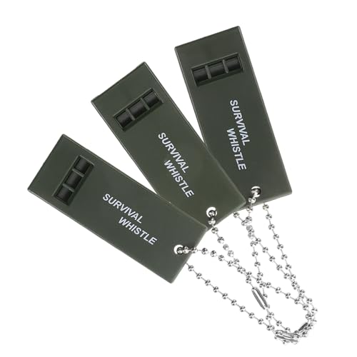 SUPVOX 3Pcs Outdoor High Decibel Survival Whistle Emergency Alert Whistles for Hiking Boating Camping Rescue Signal Whistle with Beaded Chain for Lifeguard Safety