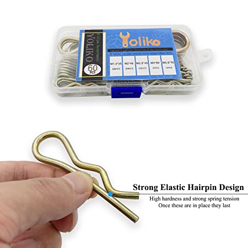 Image of 60 Pcs Hitch Pin Clip R Clips Retaining Pins Tractor Cotter Hair Assortment Iron Color Zinc Spring Retainer Keeper Kit for Dolly Pins /Hand Ttruck Replacement, (YLK2022072202)