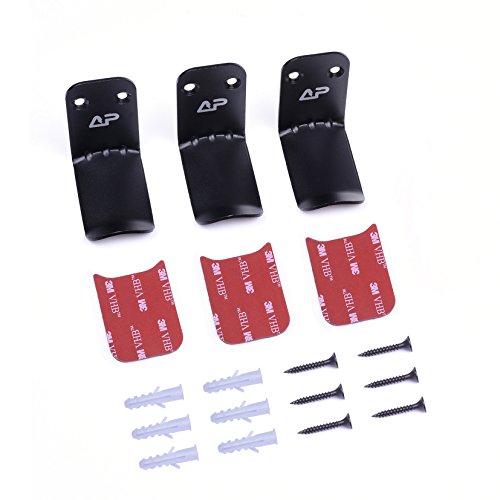 Pack of 3 Aluminum Overhead Headphone Headset Hanger Hook Stand (Black Color)