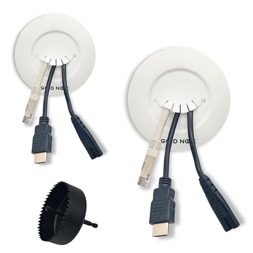 Cache-câble TV Mural Rond pour Cacher Les Cables, Kit Cable Management TV avec Scie-Cloche, Blanc Good Nook