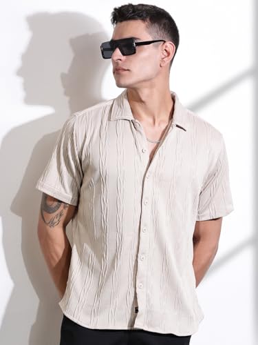 Image of Thomas Scott Men Polyester Blend Solid Oversized Fit Shirt