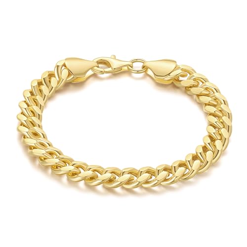 14K Gold Bracelets for Men Charm Cuban Link for Mens Chunky Gold Bracelet Bold Chain Non Tarnish Fashion Jewelry 6.5'' 7'' 7.5'' 8'' 8.5''