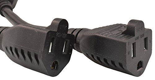 PTC Heavy Duty Black US 3-Prong 16 AWG Y-Splitter Power Extension Cord | 14"inch