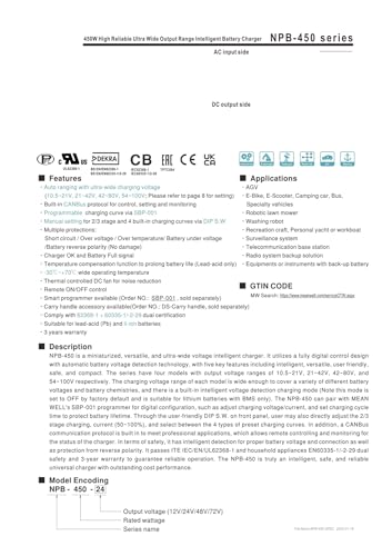 NPB-450 chargeur de batterie segmentée 450W 12V 24V 48V 72V - 3