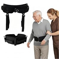 NurtureCare Transfergürtel mit Metallschnalle & Beinschlaufen, 7 Griffe, Umsetzhilfe & Hebegürtel für Senioren & Erwachsene, Gehunterstützung und Mobilitätshilfe für Zuhause (Schwarz, M)