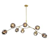  CUICAN E27 Sputnik Molécula LÁmparas, Nordic Ajustables Rama Bola Cristal Iluminación Colgante Creativo El Hierro Lámpara De Araña-chapado Negro 8-luces