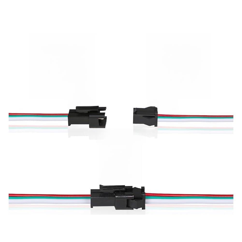 30 Pairs for jst SM 3 Pin Connector with 15cm 20AWG Wire, Male Female for WS2812B WS2811 SK6812 LED Strip Light, Red Green White