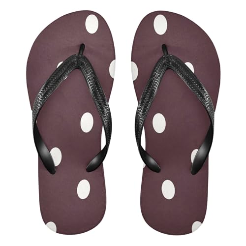 CEBUGI Unisex Flip Flop -Flat Sandal -NonSlip Couple Slippers -Natural Rubber Foam Soles Ultimate Comfort and Durability for Indoor Outdoor|White Polka Dots
