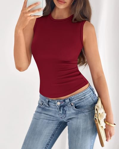 Image of BTFBM High Neck Tank Top for Women Sleeveless Ribbed Y2k Clothes Basic Shirts Going Out Outfits Spring Summer Tops 2026