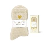 American Trends Fuzzy Socks for Women in Gift Box, Ultra-Soft Cloud Sleep Socks Gifts for Women, Ready to Gift 1Pack White Beige