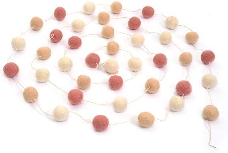 Glaciart One Felt Ball Garland - Pom Pom Garland - 9 Feet, 40 Balls, 9 Gender Neutral Colors, Pom Pom Decorations, Nursery Decor, Bunting, Birthday Party Decorations, Easter, Photo Prop