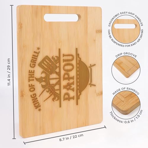 Tabla de cortar rectangular de bambú con ranura para jugos miniatura 2