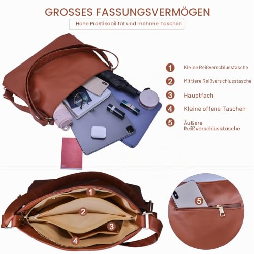 ARNTY Rucksack Damen Handtasche 2 in 1, Elegant Schultertasche für Arbeit, Reisen, Ausflug (Braun)