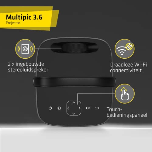 OVERMAX Multipic 3.6 Beamer, draagbare beamer tot 150’’, home cinema HD 720p, 3500 lumen, WiFi, touch control panel, beedverhouding: 16:9, 4:3, 2x stereo speakers, HDMI, USB, AV, AUDIO OUT, IR - Image 4