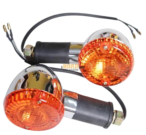 Image of Road Religion Original Front /Rear Swiss Indicator /Blinker Set for Bullet, Classic, Standard, Electra, Thunderbird (Pair of 2, Orange Lens- Universal)