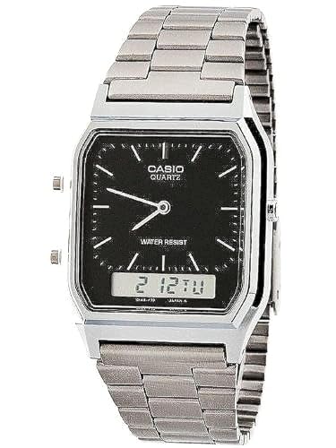 Casio Aq-230A-1D Casio Silver & Black Dual Time Watch - Silver / Silver Digit / Black / One Size