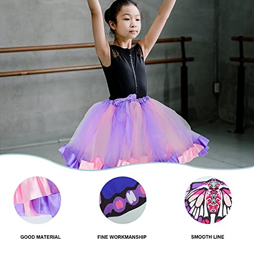 PRETYZOOM Conjunto de fantasia de borboleta para meninas com asas de fada, saia de gaze para Hallowe