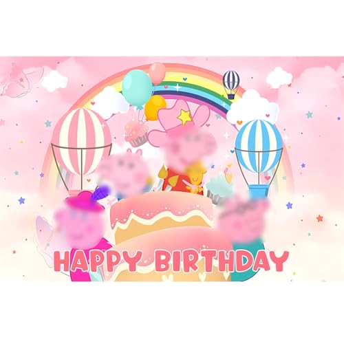 Rosa Pig Fiesta Fondo, Lindo Pig Cumpleaños Fiesta Fondo Decoración Telón de Fondos Fotografías Suministros Birthday Temática de Animales de Pancarta Banner para Niños Baby Shower