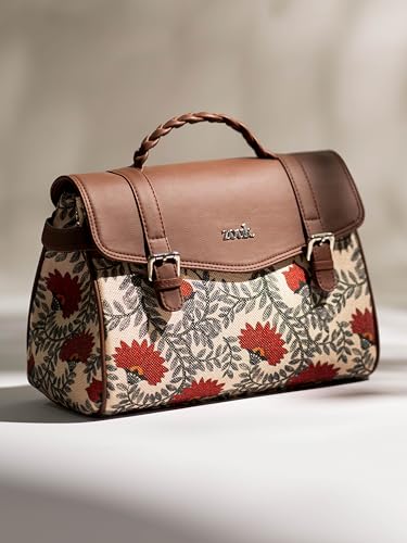 Image of ZOUK Heritage Satchel Bag - Gwalior Weaves | Jute | Vegan Leather Handcrafted With Detachable Sling Strap