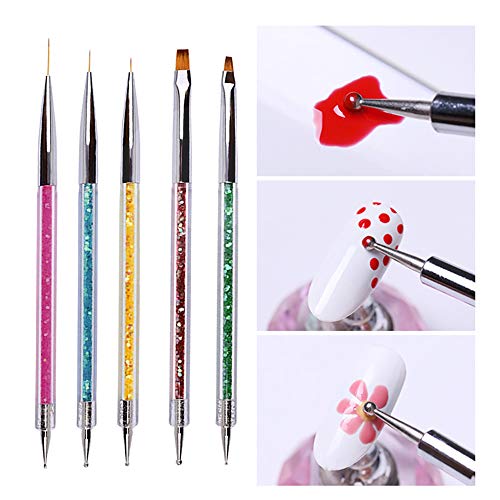 EBANKU 5 Stück Nagel Pinsel Set Punktierung Stift, Nail Art Dotting Pen Tools Nail Art Liner Nageldesign Kit Nagel Kunst… – Bild 6