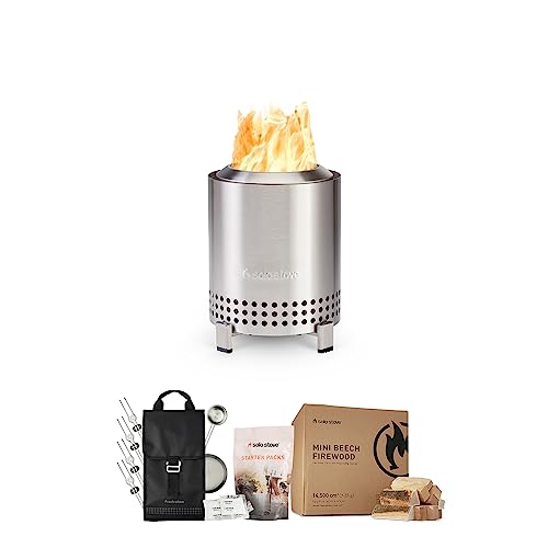 Image of Solo Stove Mesa Tabletop Fire Pit Starter Bundle | Incl. Low Smoke Mini Fire, Accessory Pack, Mini Beech Wood, Starter Packs, Fueled by Pellets or Wood, Mesa Size (HxW): 17,5 x 13 cm, 635 g, Silver