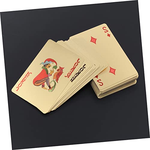 Abaodam 3stücke Gold Plated Pokerkarten wasserdichte Plastikspielkarten Für Familien Und Freundespiele Hochwertige Langlebige Karten Für Unvergessliche Spielabende Zum Sammeln Oder – Bild 3
