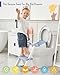 Forbena Boys Potty Training Seat with Step Stool Ladder, Toilet Potty Seat for Baby Boy Toddlers, Kids Chair Stairs with Handles and Soft Cushion (White and Blue)