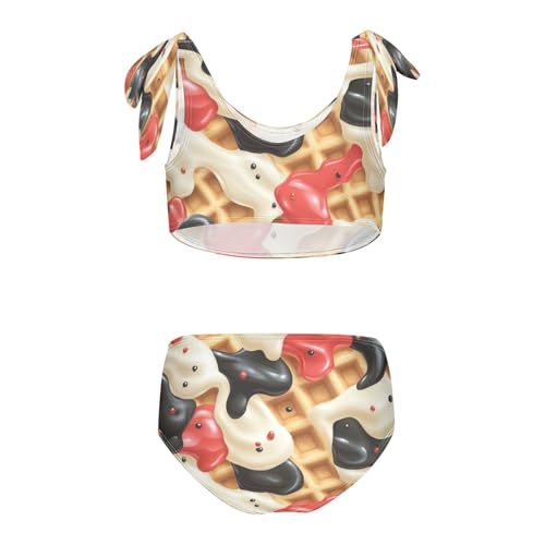 Bright Black Red White Ice Cream Girls Tankini Swimsuit Kids Bikini Sets 2 Pcs Bathing Suit 3T2