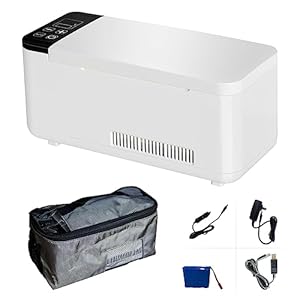 Insulin Cooler Refrigerated Box, 2-8℃ Mini Medicine Refrigerator, Long Working Time for 6-8 Hours, Insulin Cooler with Rechargeable Battery for Car, Travel, Home(0.6L,White)