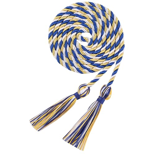 Image of Graduation Honor Cord 68 inch Grad Braided Honor Cords with Tassel Honor Rope Grad Cords for Graduation Students Bachelor Master Doctoral Gown Grad Decor (Royal Blue White and Gold)