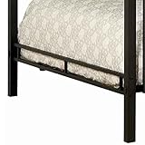 Benjara Horizontal Slatted Metal Queen Bunk Bed with Ladder, Black
