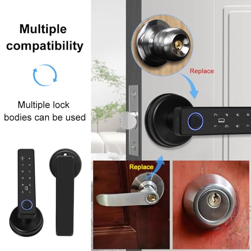 WiFi Tuya Smart Door Lock Fingerprint Biometric Digital Electronic Locks 13.56MHz RFID IC Card Keyless APP Password Remote Unlocking, 5-in-1 Door Lock Handle - Image 5