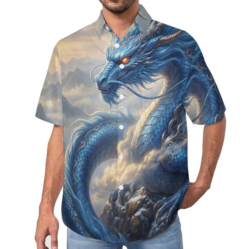 Chemise hawaïenne dragon bleu, la pièce d'été haut de gamme pour vos vacances