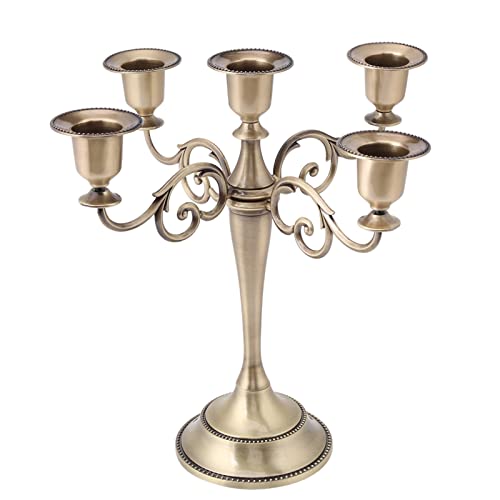 Candélabre 5 bras mariage et décoration de maison style européen en alliage bronze antique