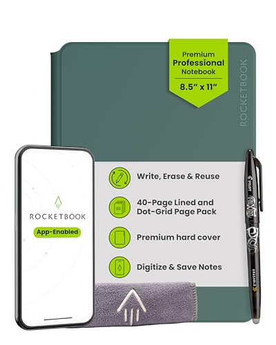 Rocketbook Pro 2.0 Lettre vert le cahier quadrillé ligné idéal au bureau