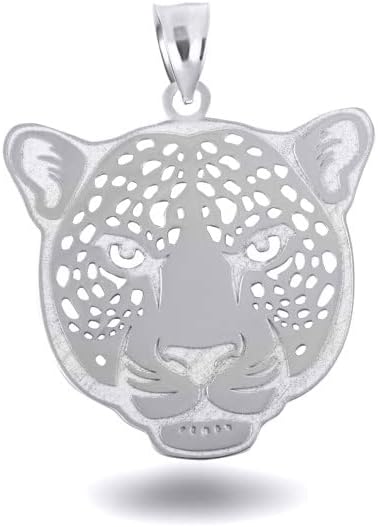 Claddagh Gold .925 Sterling Silver Cheetah Head Symbol of Speed Animal Pendant Necklace with Rolo Chain and Pendant only