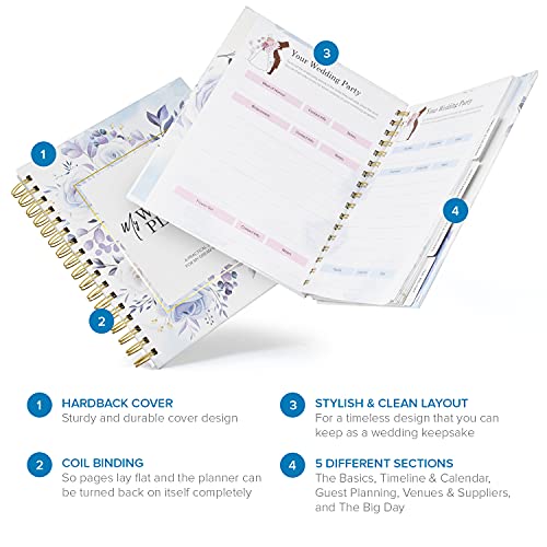 joeji's Kitchen Joejis Bruids Planning Boek, Notebook & Bruiloft Planner Boek, Bloem Ontwerp Mooie Verloving Verloofde Gift Bruiloft Planner UK - Afbeelding 4