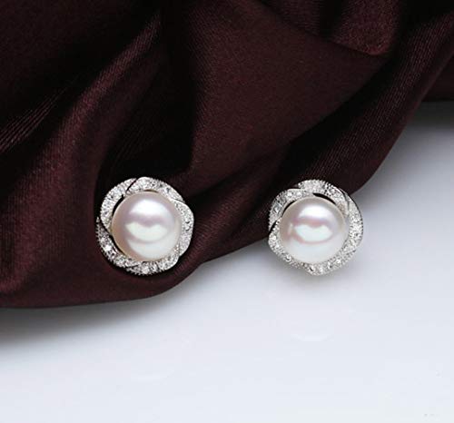 Sterling Silver Freshwater Cultured Pearl Pearl Earrings for Women White Cubic Zirconia Christmas Gifts for Mom Wife Girlfriend, Anniversary Birthday Jewelry Gifts for Her2