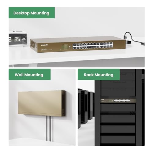 Image of Tenda TEG1024G, 24 Port Gigabit Ethernet Unmanaged Switch, Network Hub, Ethernet Splitter, Plug & Play, Fanless Metal Design, Flexible Mounting, Limited Lifetime Protection