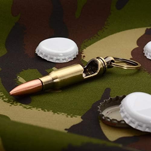 Bar Amigos - Retro Military Bullet Bottle Opener Keyring 3" .308 Caliber Winchester, Alloy, Distressed Brass, 8 x 1 x 1 cm