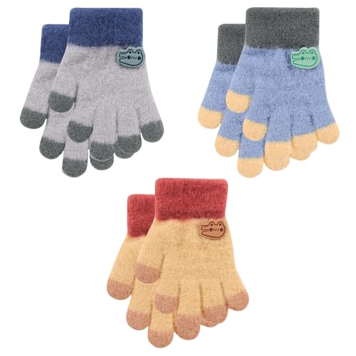 Jupsk 3 pares luvas de inverno para crianças, luvas térmicas dedos completos mágicos luva para crianças meninas meninos 1-3 anos