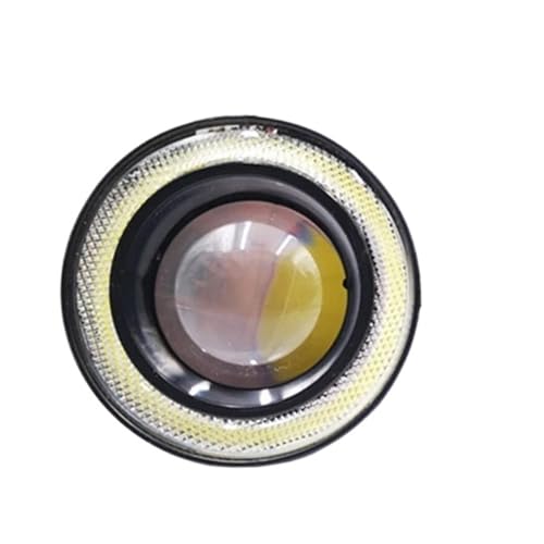Bpjikxf Luz De Niebla Faros Delanteros LED Tipo Ojo De Ángel Universales Con Bombilla Azul Y Roja Para Vehículos Resistentes Al Agua Luz Diurna(Amarillo,2.5inch (64mm))