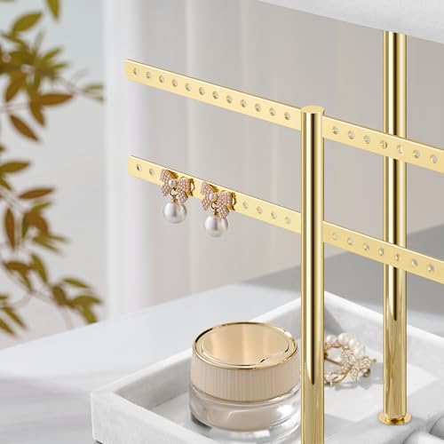 Image of Jewelry Organizer Stand for Necklaces, Bracelets, Earrings, Rings, White | 3 Tier Velvet Bracelet Holder Display | Jewelry Organizers and Storage | Jewelry Tree | Jewelry Towers