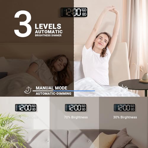 Image of 10 inch Digital Wall Clock Large LED Display White