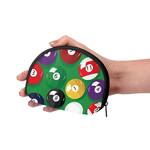 Portable Coin Purse Billiards Full Base Pattern Mini Zippered Money Pouch Card Holder3
